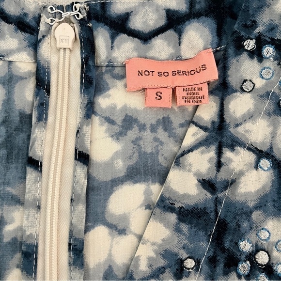 Anthropologie “Behati” Mini Dress Boho Shibori Tie-Dye Metallic Embroidery Small - Picture 8 of 16